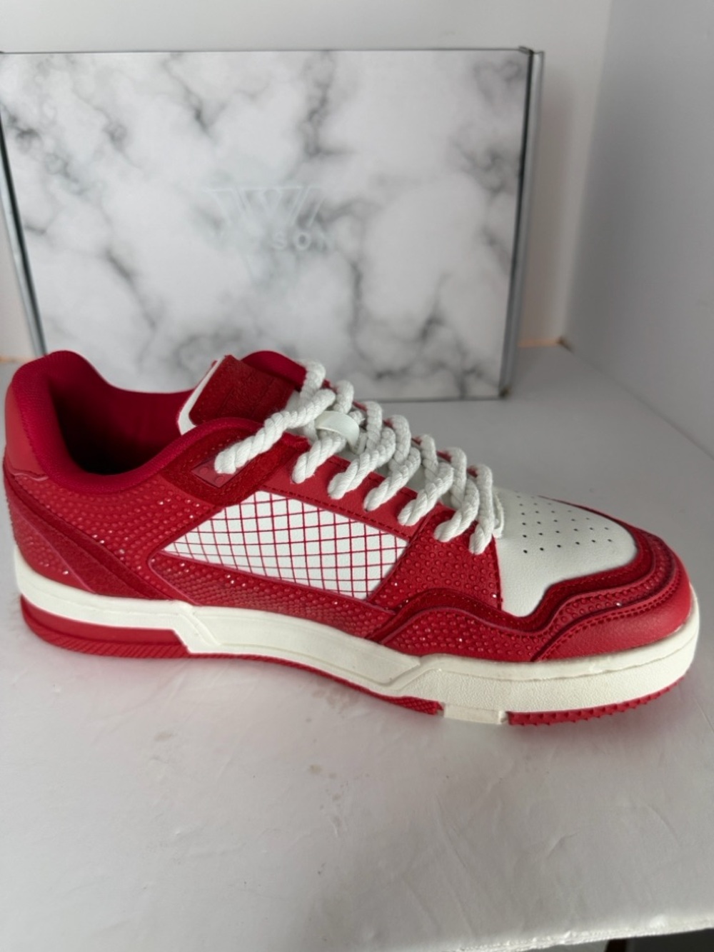 Watson x Watson Red White Sneakers Size 6.5 New Streetwear Low Top - Picture 8 of 11